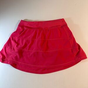 Lululemon Pink Pace Rival Skirt Tennis Golf Athletic Skort Build In Shorts Size4